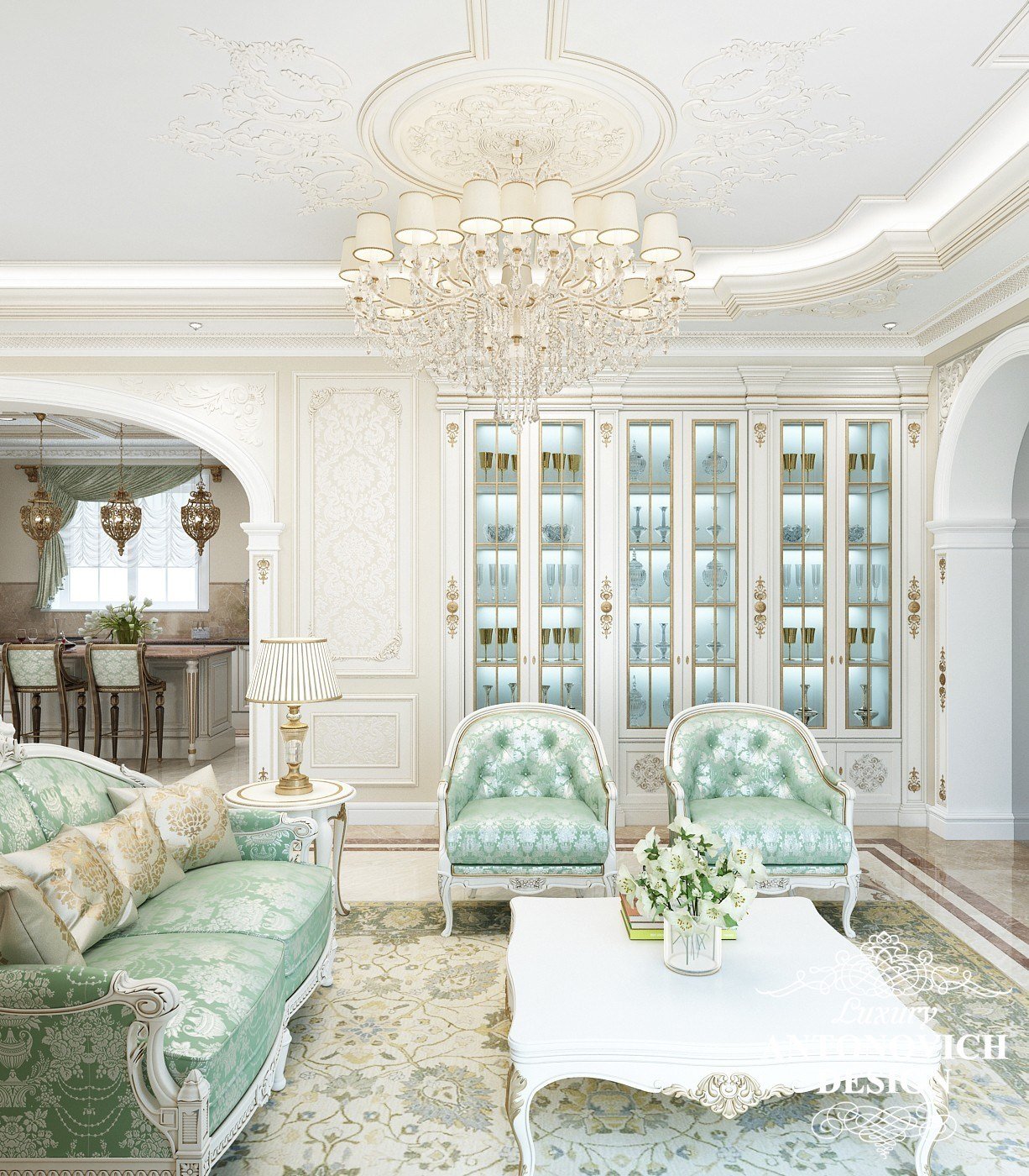 Элитный проект дома с роскошным холлом в классическом стиле от Antonovich Design