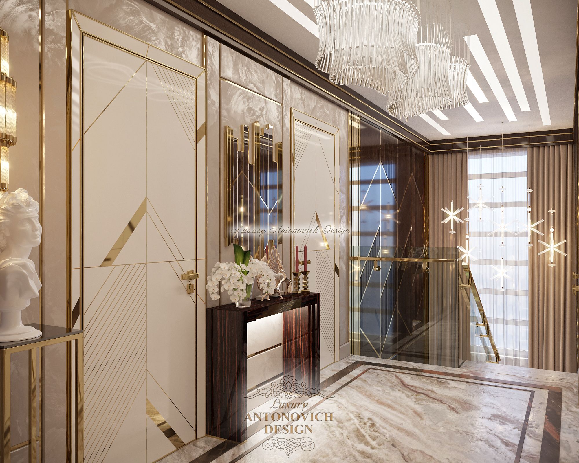 Роскошный интерьер прихожей в стиле контемпорари от студии Luxury Antonovich Design