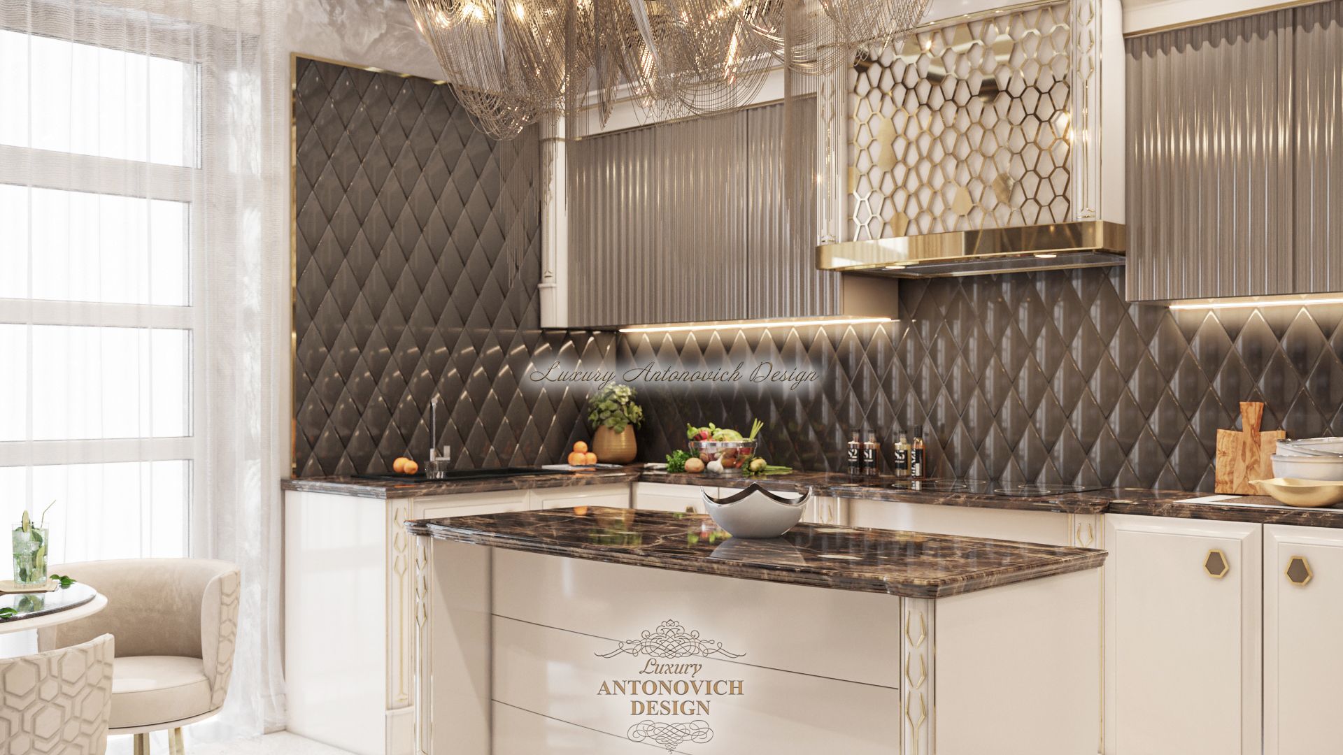 Кухня-столовая в стиле контемпорари от студии Luxury Antonovich Design
