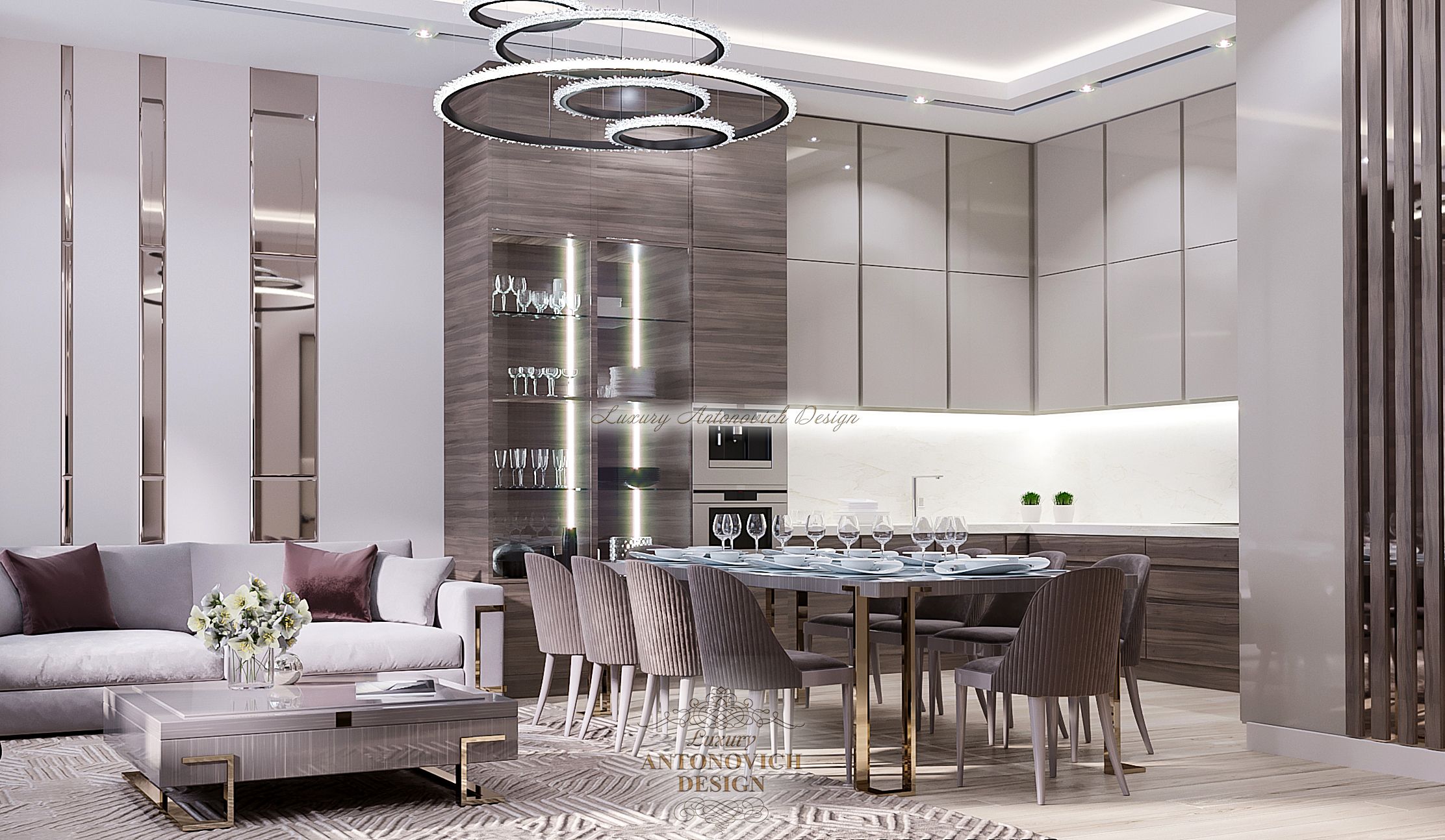 Современный интерьер Кухня гостинная в Праге 1 (10), Luxury Antonovich Design