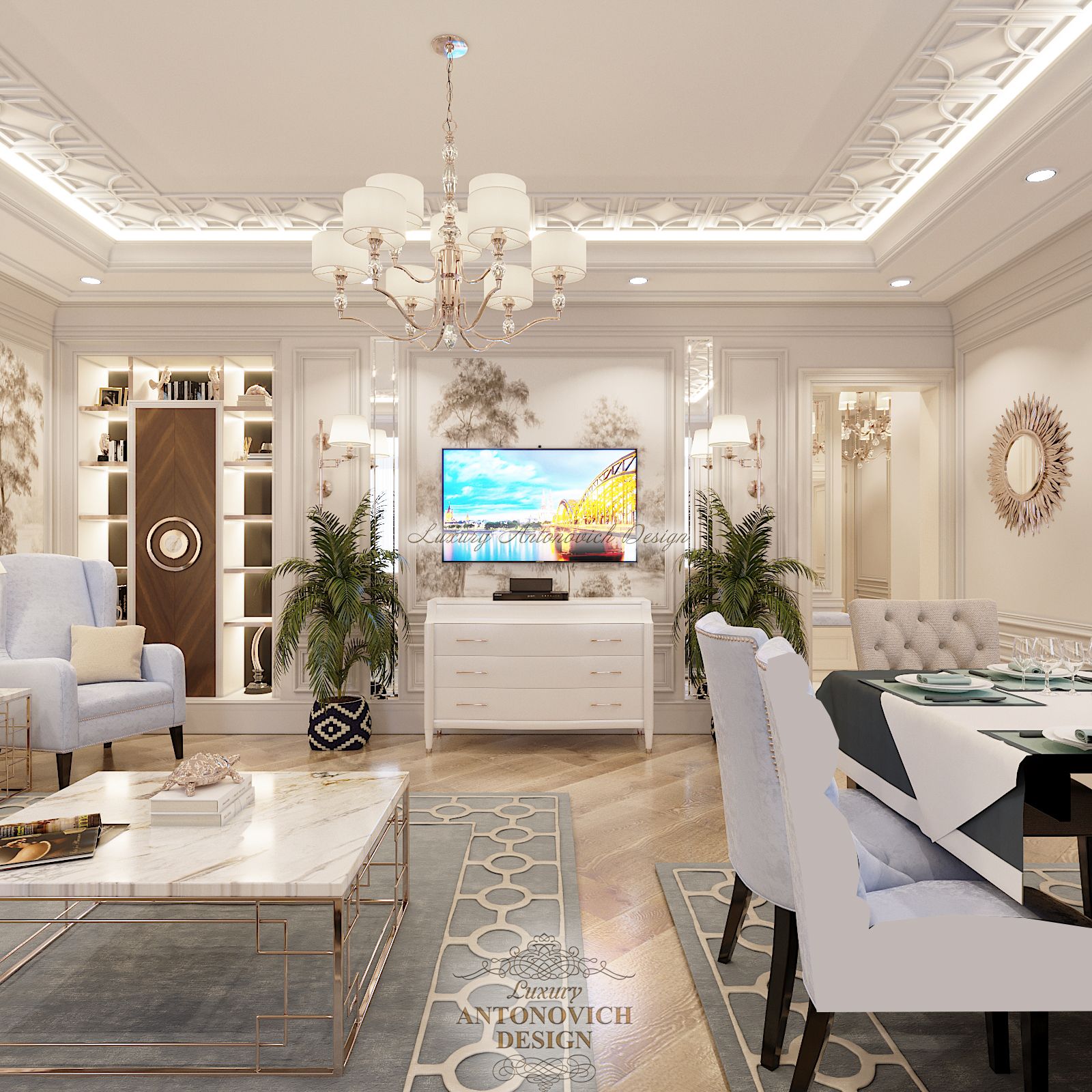 Стильный интерьер гостиной (7), Luxury Antonovich Design