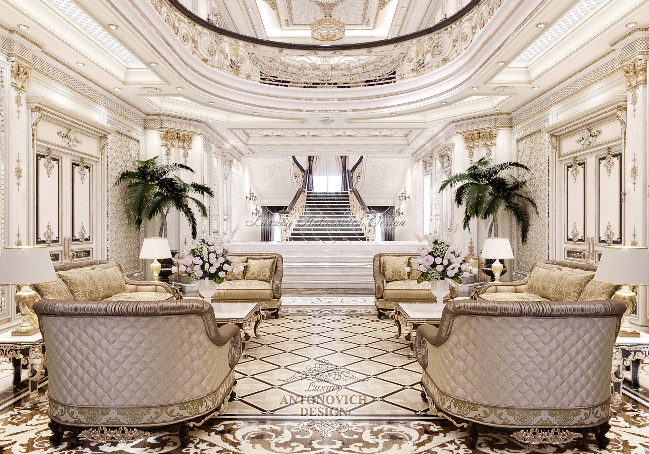 Роскошный дизайн_Холл (2)_Особняк в классическом стиле, Luxury Antonovich Design в Нур-Султане