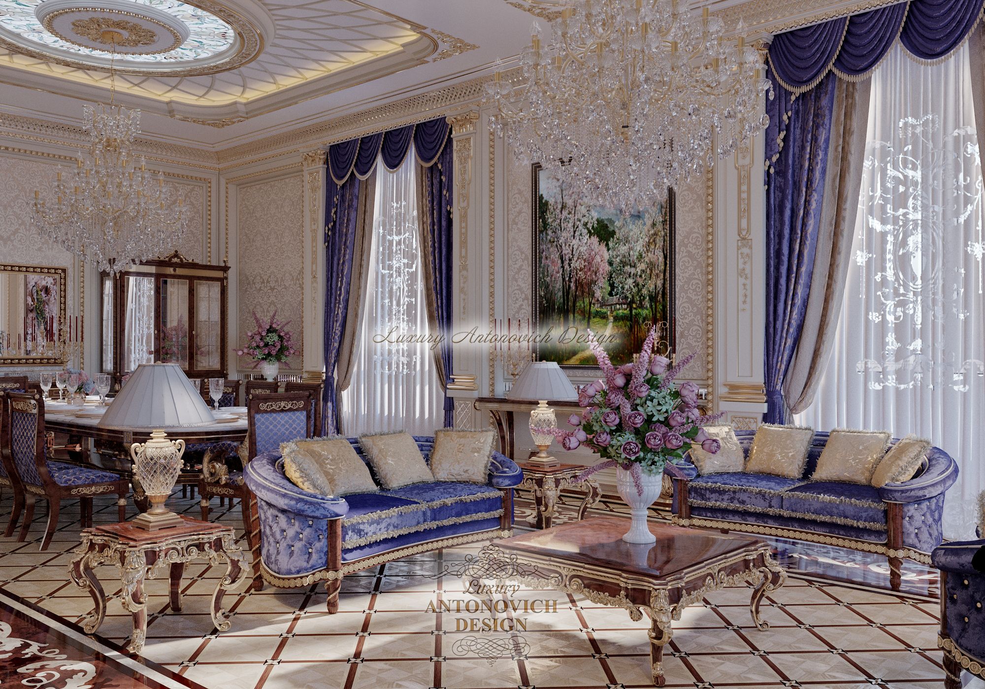 гостиная (1)_Особняк в классическом стиле Luxury Antonovich Design в Нур-Султане