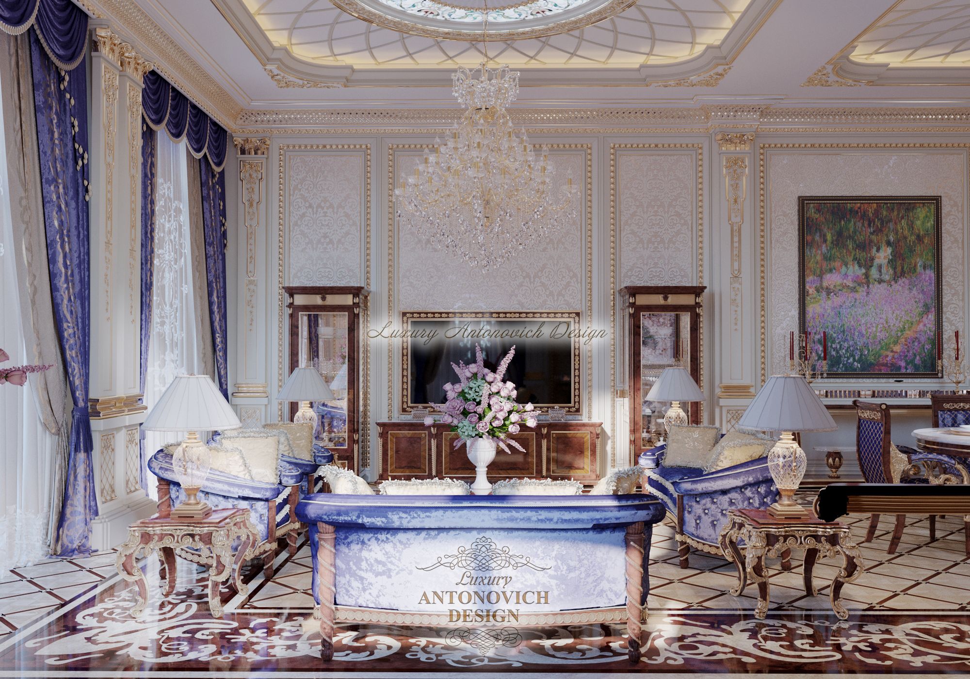 Интерьер_гостиная (2)_Особняк в классическом стиле Luxury Antonovich Design в Нур-Султане