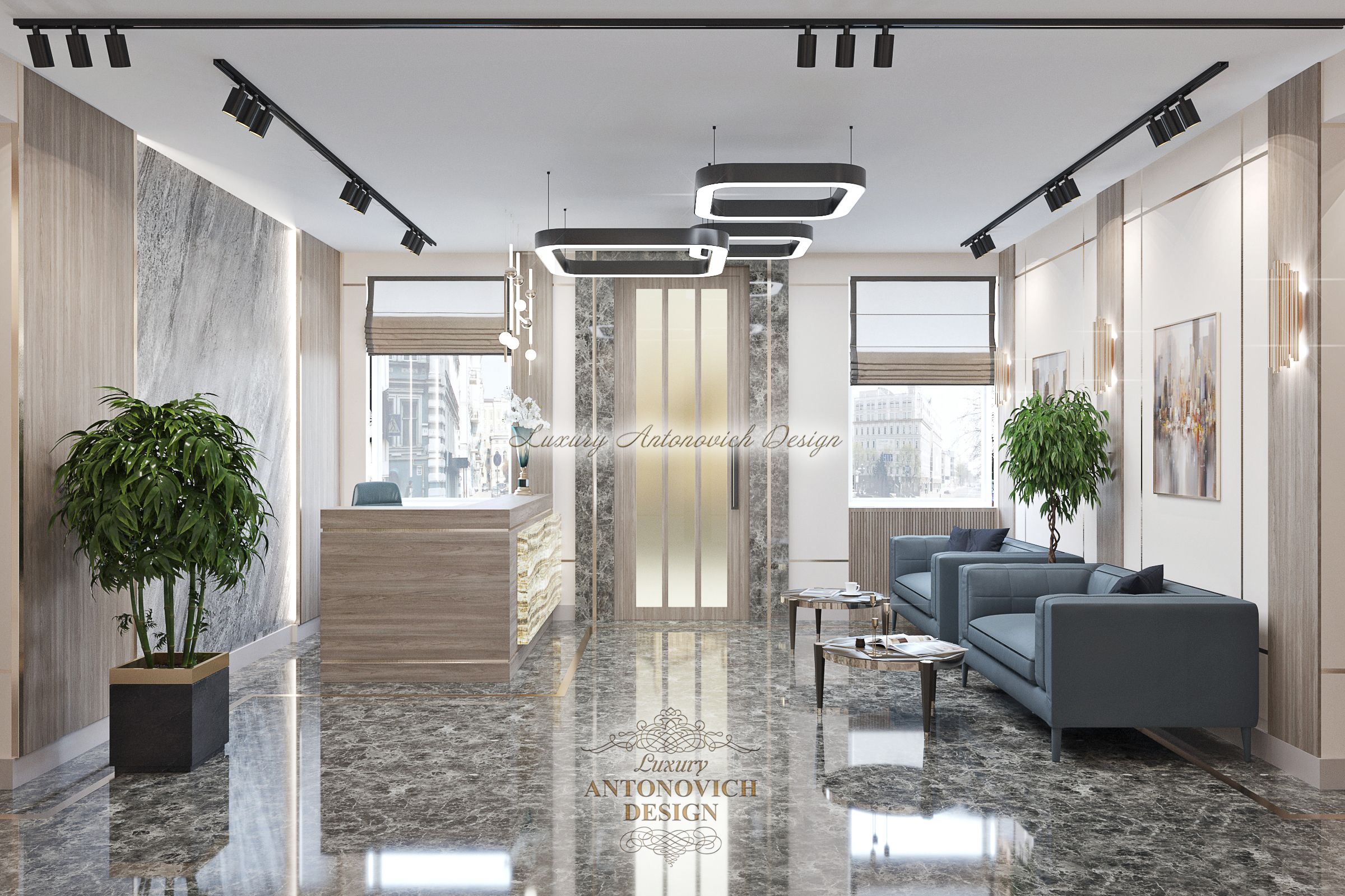 Стильный интерьер Холла офиса, Luxury Antonovich Design