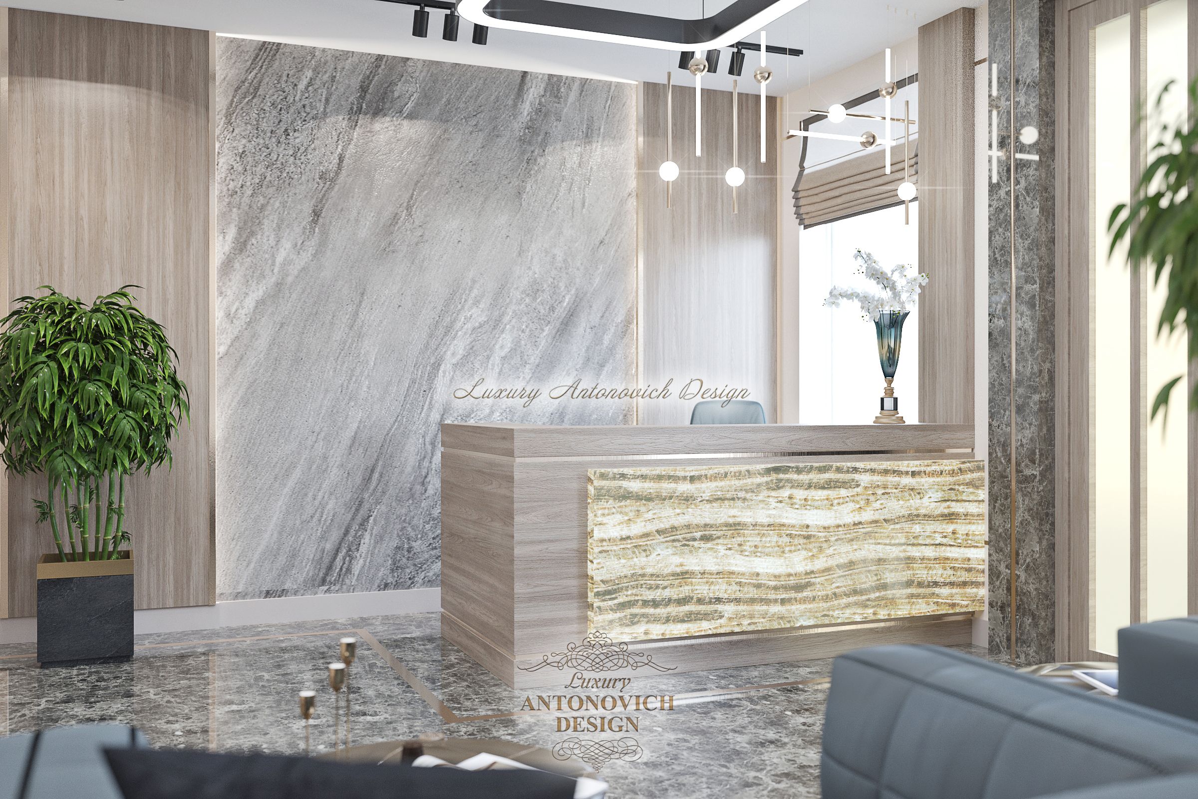 Стильный дизайн интерьера Холла офиса, Luxury Antonovich Design