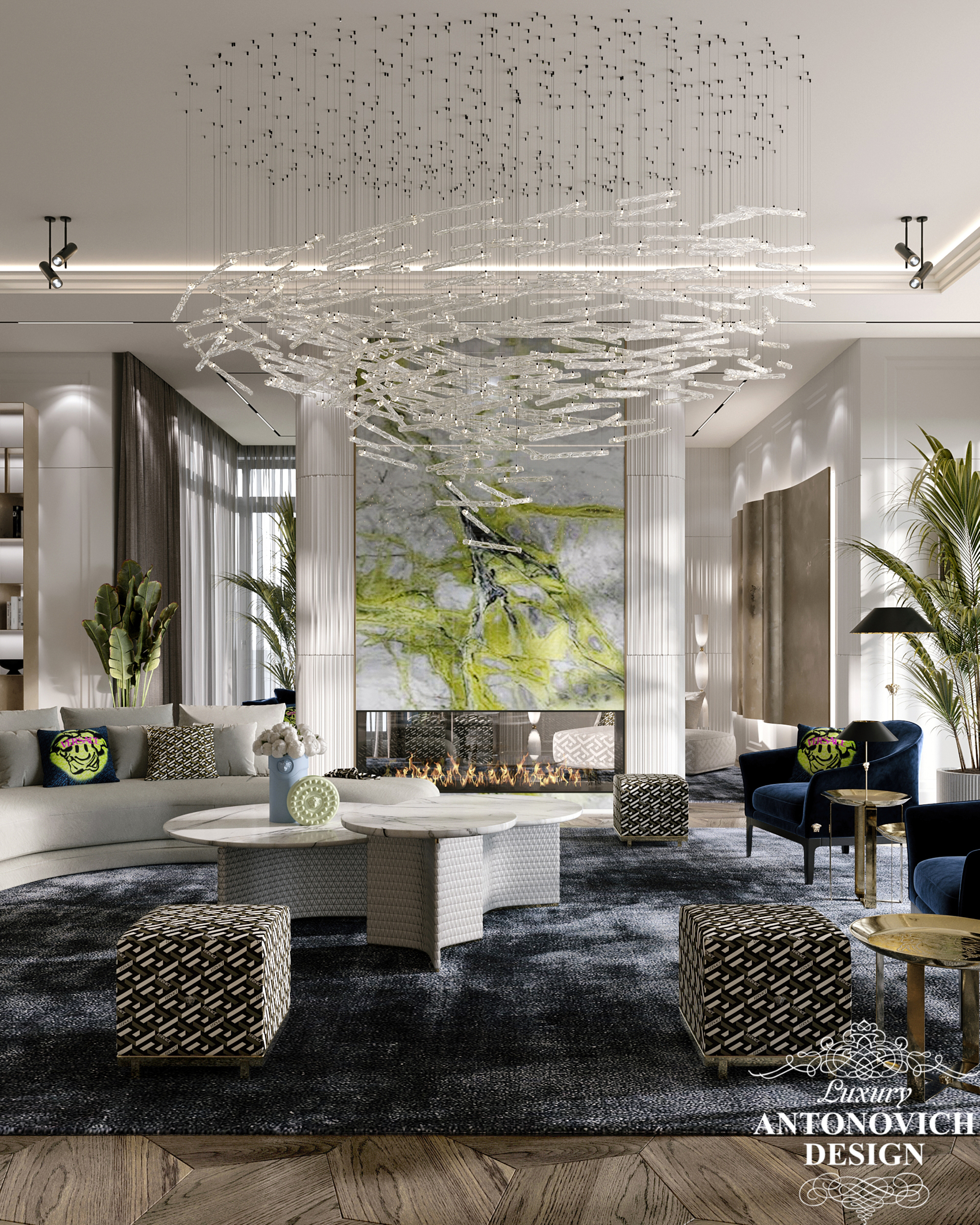 Интерьер гостиной с мебелью Versace